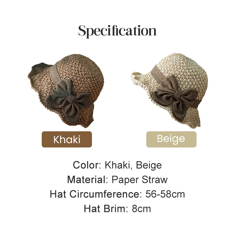 🎀 52% DISCOUNT 👒 | Straw Hat with Retro Bow – Foldable & Breathable for Summer