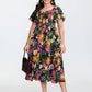 ⏰Summer Hot Sale 52% OFF💃Floral Smocked Square Neck Midi Dress with Pockets