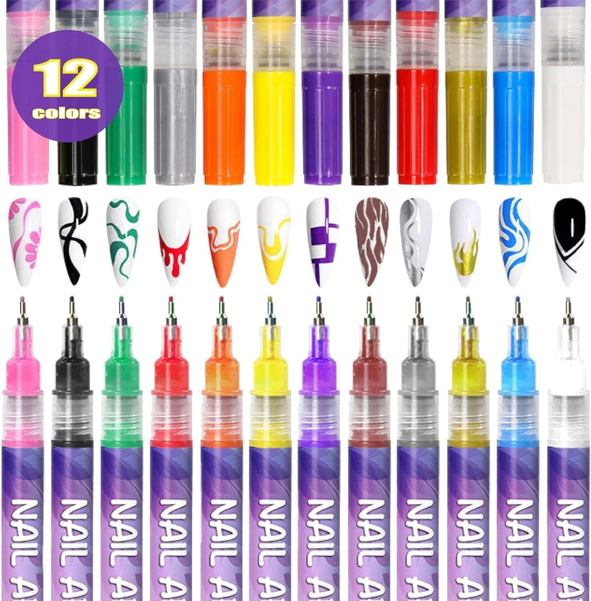 🥳Last Day-50% Off🎨💅12 Colors Nail Art Pens Set