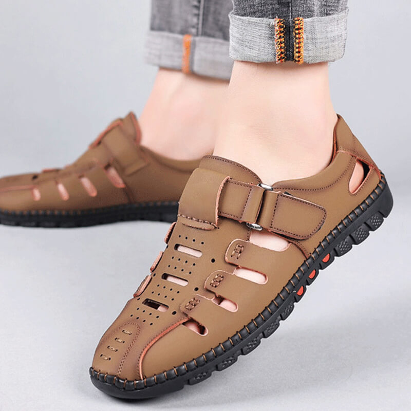💗Limited Time Half Price Offer💗Stylish Leather Hollow Sandals（The more you buy, the higher the discount）