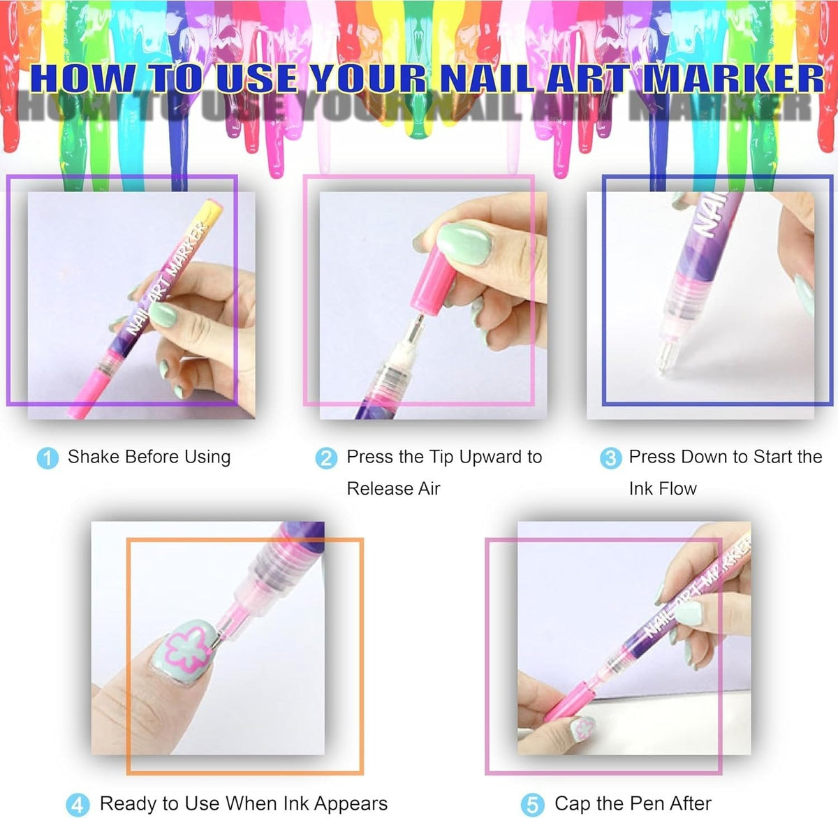 🥳Last Day-50% Off🎨💅12 Colors Nail Art Pens Set