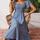 🌈2026 Summer Hot Sale 51% OFF!✨Square Neck Floral Midi Dress – Smocked Bodice, Flowy Tiered Skirt🌸1