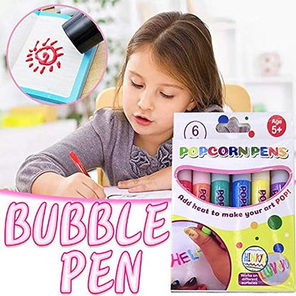 🖍️Magic Puffy Bubble Pens, Heat Activated Popcorn Pens DIY 3D Art Marker for Kids Crafts
