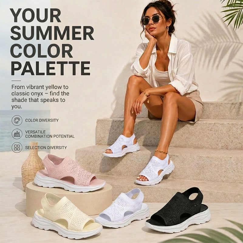 🎁Women's Breathable Knitted Platform Sandals – Comfortable Summer Wedge Sandals, Non-Slip & Lightweight