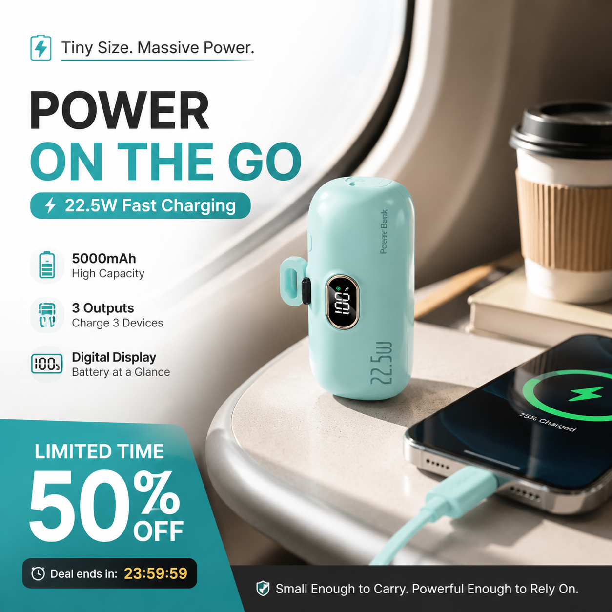 🏆Flash Sale⚡⏰5000mAh Mini Portable Charger Power Bank for phone🔋