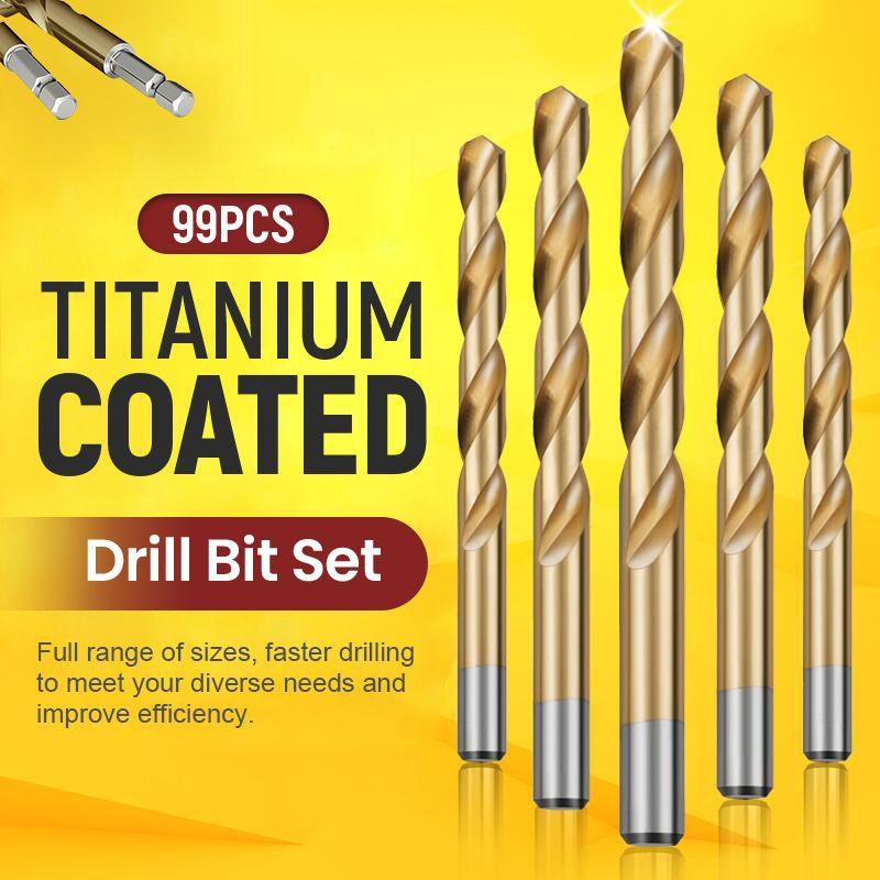 🔥High-efficiency tool favored by veteran craftsmen!Factory Outlet-100pcs Titanium Coated Drill Bit Set