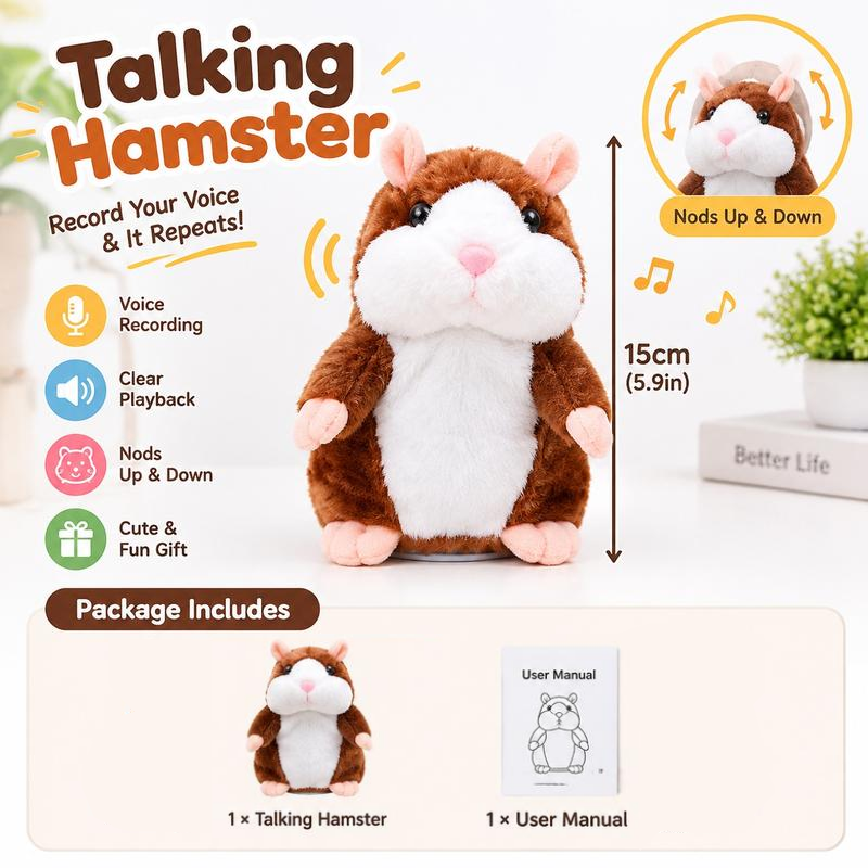 🐹 Last Day Special Price £9.99！✨Talking Hamster Plush – repeats whatever you say, auto head-shaking, hilarious fun for kids & adults.🎁