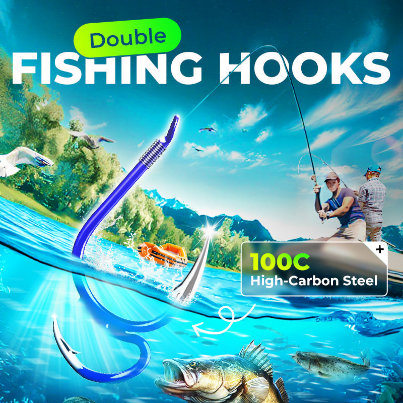 🎣 Double Fishing Hooks | Sizes #3–#12