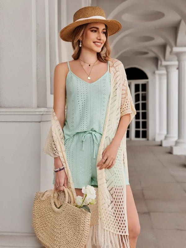 🔥 Limited-Time Offer😍Women’s Oversized Knit Cardigan – Lightweight Crochet Tassel Kimono for Spring & Summer 🌸