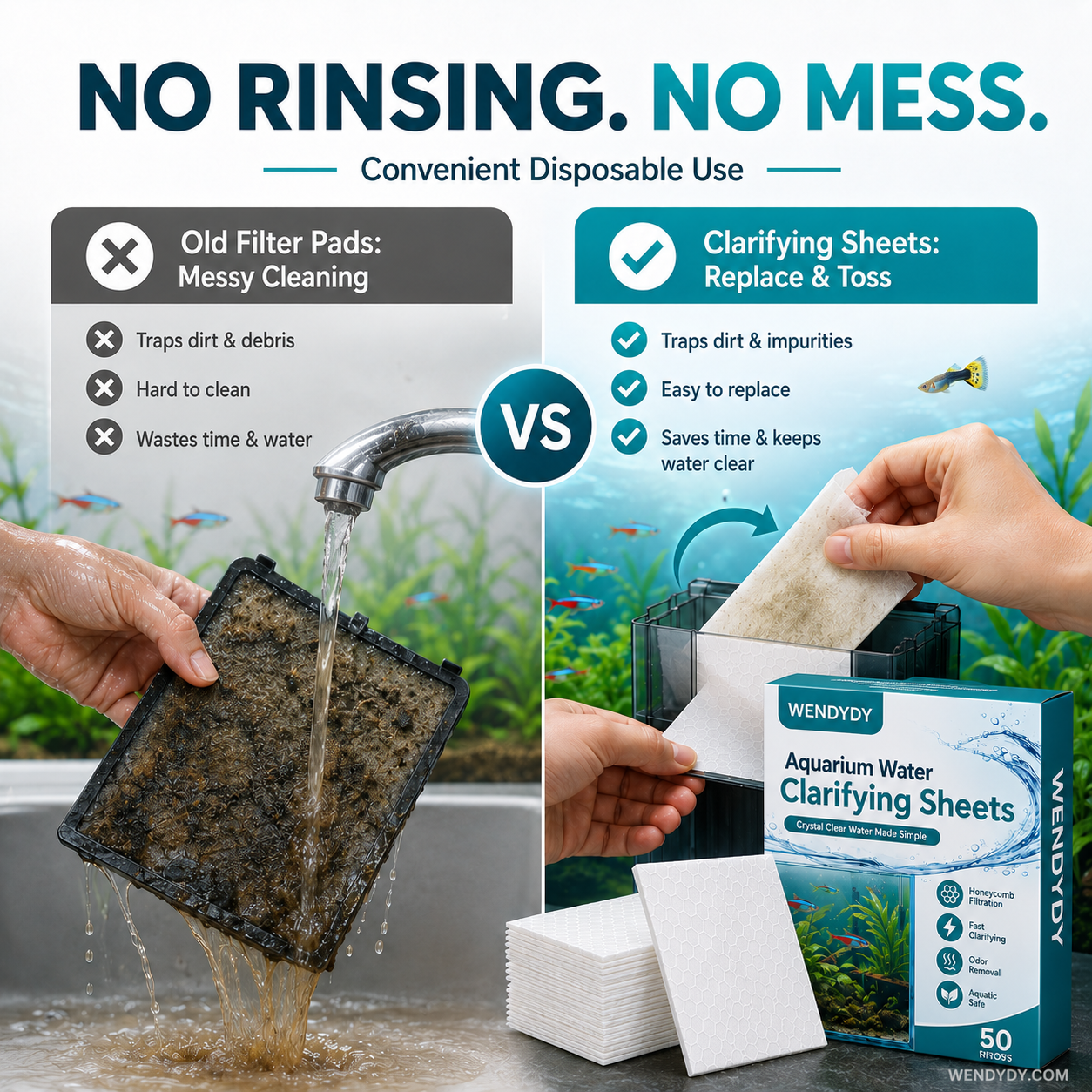🐠 BUY 1 GET 1 FREE! ✨ AQUARIUM CLARIFYING SHEETS - Crystal Clear Water in 24 Hours, Removes Odors and Impurities, Safe for All Fish and Plants 🌿🔮