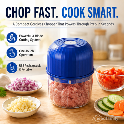 🔥Limited Time 47% OFF🔥Wireless Efficient Electric Mini Food Chopper🧑‍🍳– Robust Motor, Smart Design & Stainless Steel Blades⏱️🔪