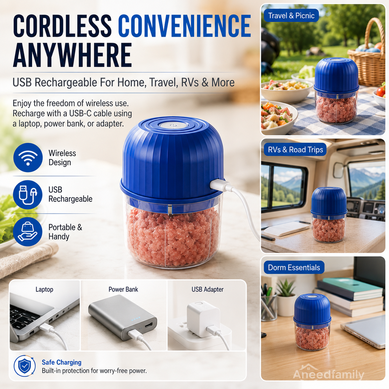 🔥Limited Time 47% OFF🔥Wireless Efficient Electric Mini Food Chopper🧑‍🍳– Robust Motor, Smart Design & Stainless Steel Blades⏱️🔪