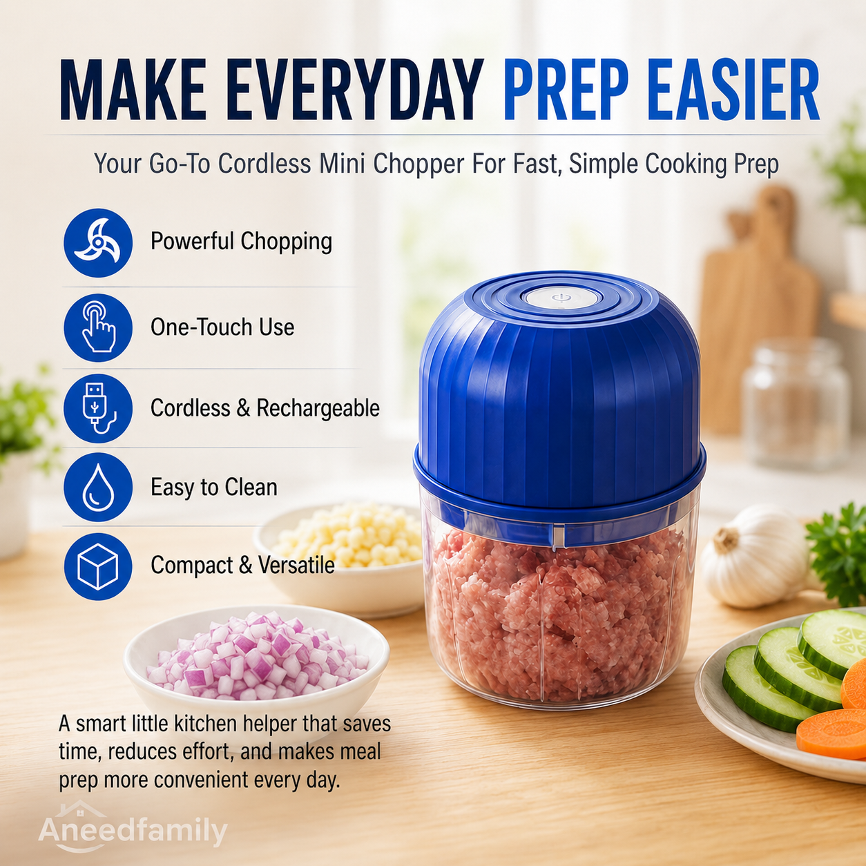🔥Limited Time 47% OFF🔥Wireless Efficient Electric Mini Food Chopper🧑‍🍳– Robust Motor, Smart Design & Stainless Steel Blades⏱️🔪