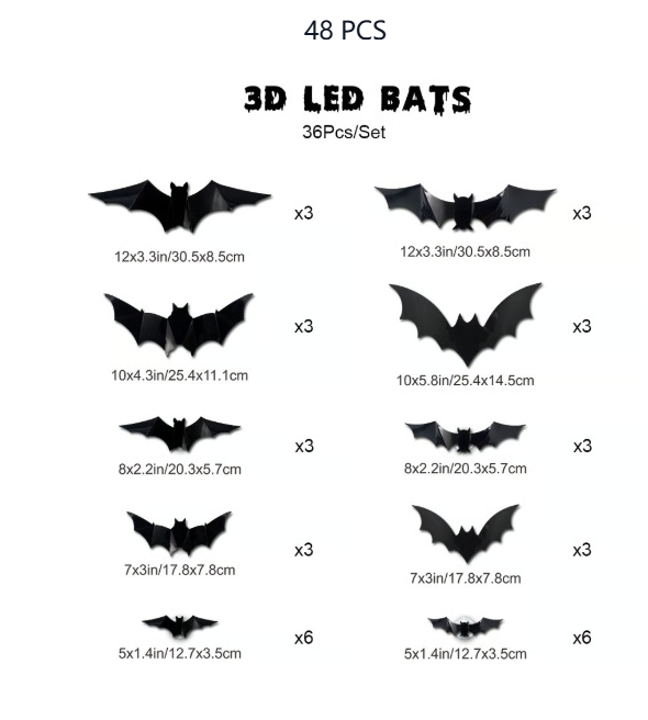 🦇Halloween 3D Bat LED Wall Light Decor 💡 – Easy Installation | Soft LED Glow for Living Room/Bedroom Festive Vibe