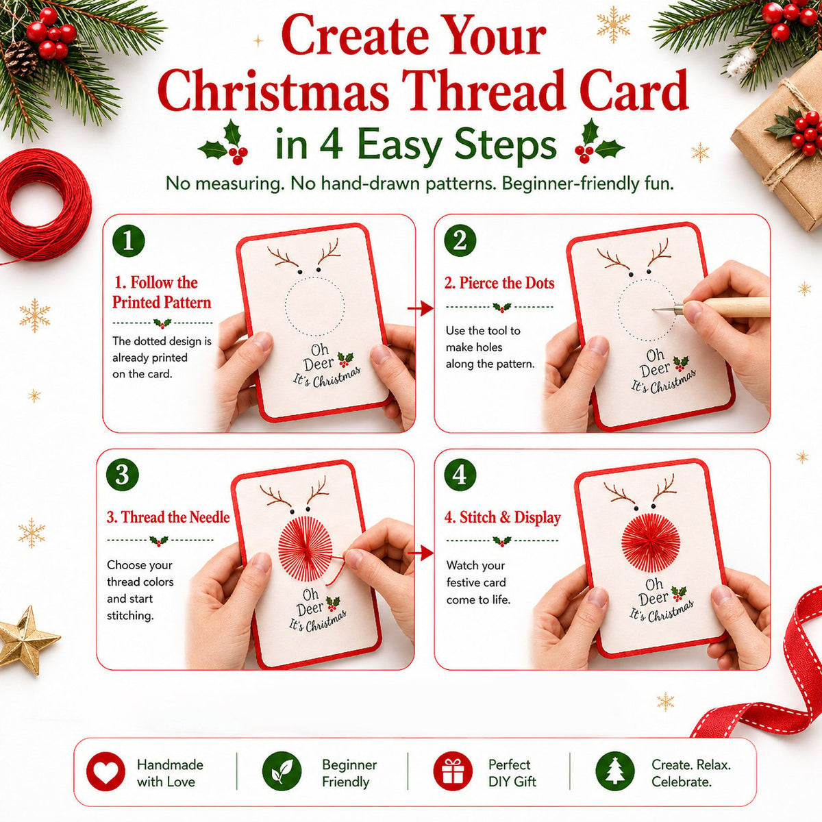 🏆🔥💖🎄 🧵Merry & Bright Christmas DIY Kit– Create Beautiful Handmade Holiday Cards ✨