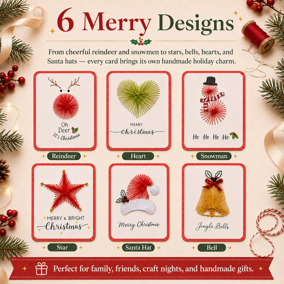 🏆🔥💖🎄 🧵Merry & Bright Christmas DIY Kit– Create Beautiful Handmade Holiday Cards ✨