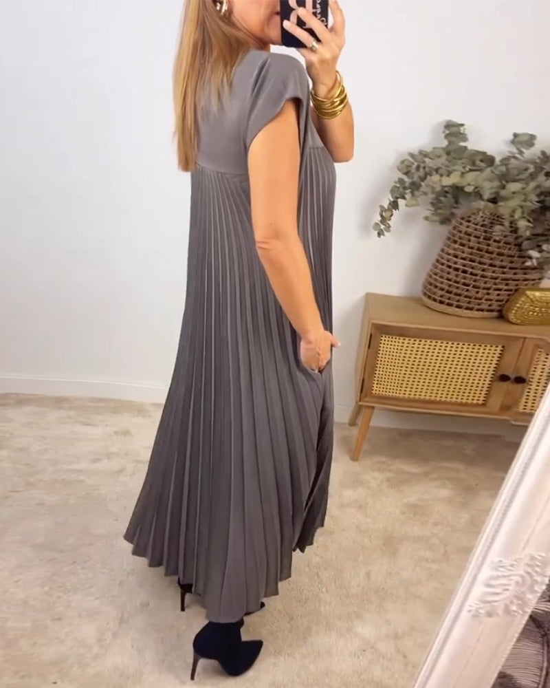 🌹Mother's Day Promotion 🎁Sleeveless Pleated Simple Solid Color Dress