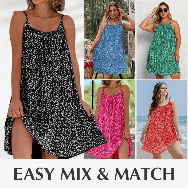 🥀🌸 Floral Printed Camisole Dress ✨ Adjustable Spaghetti Strap Mini Sundress | Summer Beach