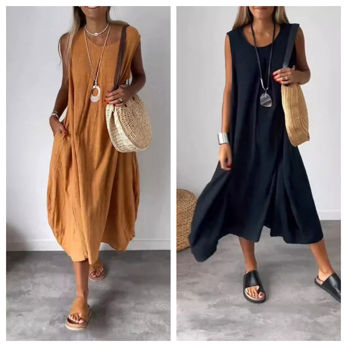 🎁2025 new styles 💫Cotton and Linen Sleeveless Casual Dress with Pocket