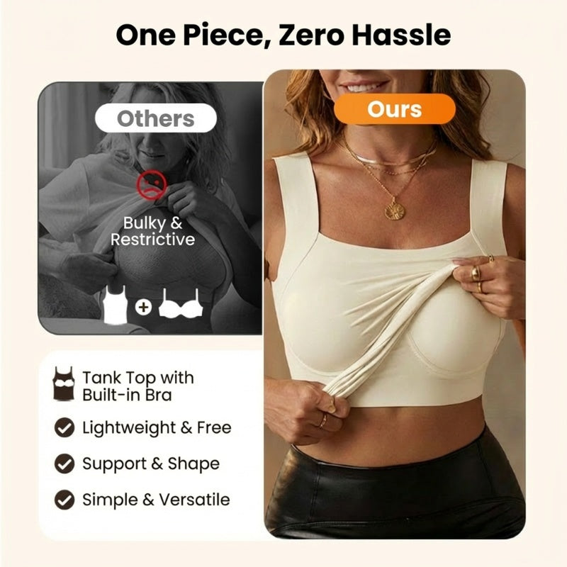 2-Piece Set💕Women’s U Neck Thermal Tank Tops with Built-In Bra