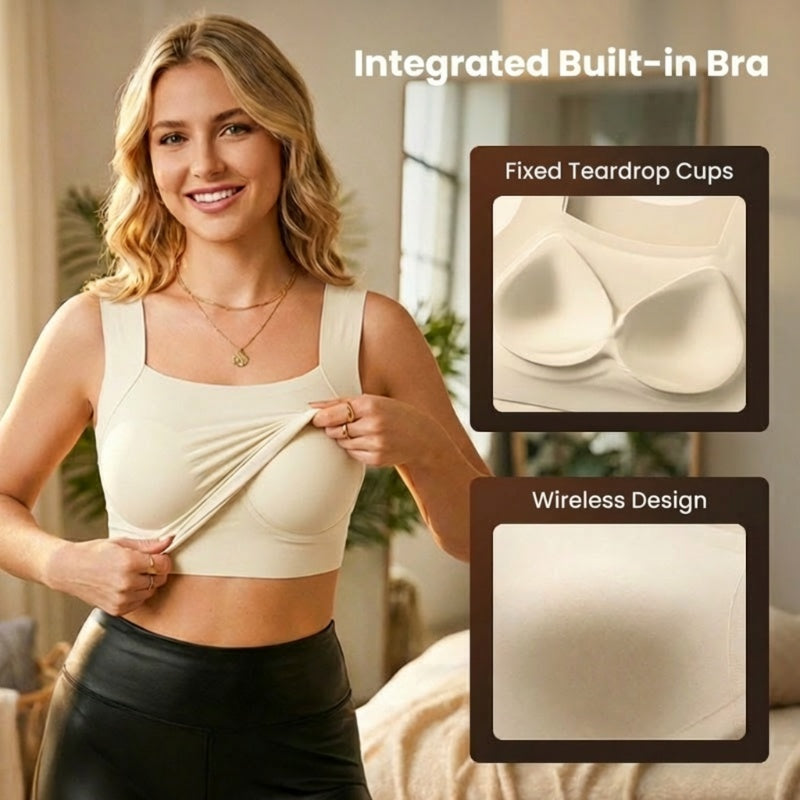 2-Piece Set💕Women’s U Neck Thermal Tank Tops with Built-In Bra