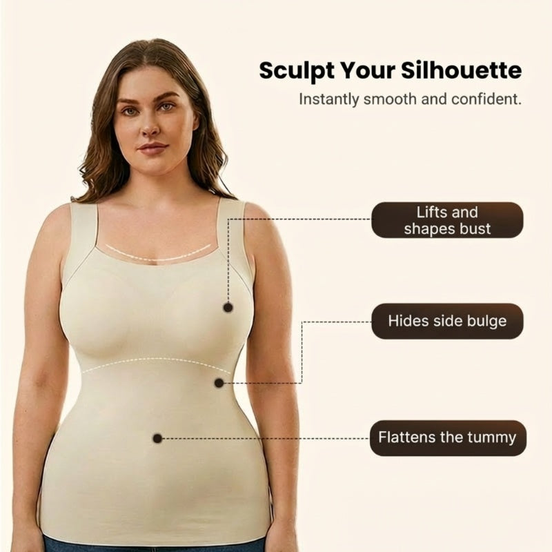 2-Piece Set💕Women’s U Neck Thermal Tank Tops with Built-In Bra