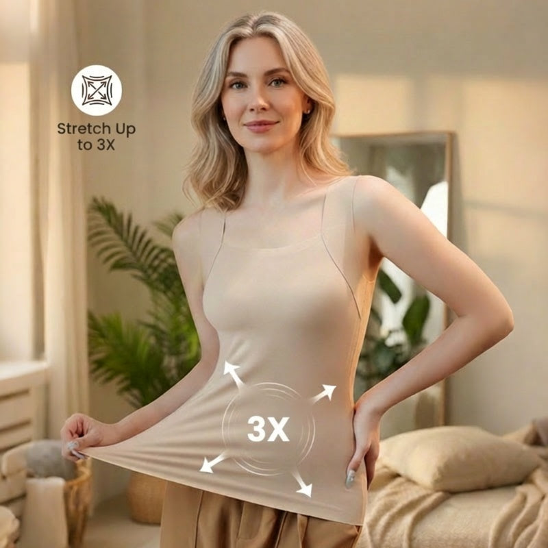 2-Piece Set💕Women’s U Neck Thermal Tank Tops with Built-In Bra