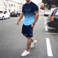 🏖️Summer Cool Deal:😎Men's Gradient Color T-Shirt & Shorts Set