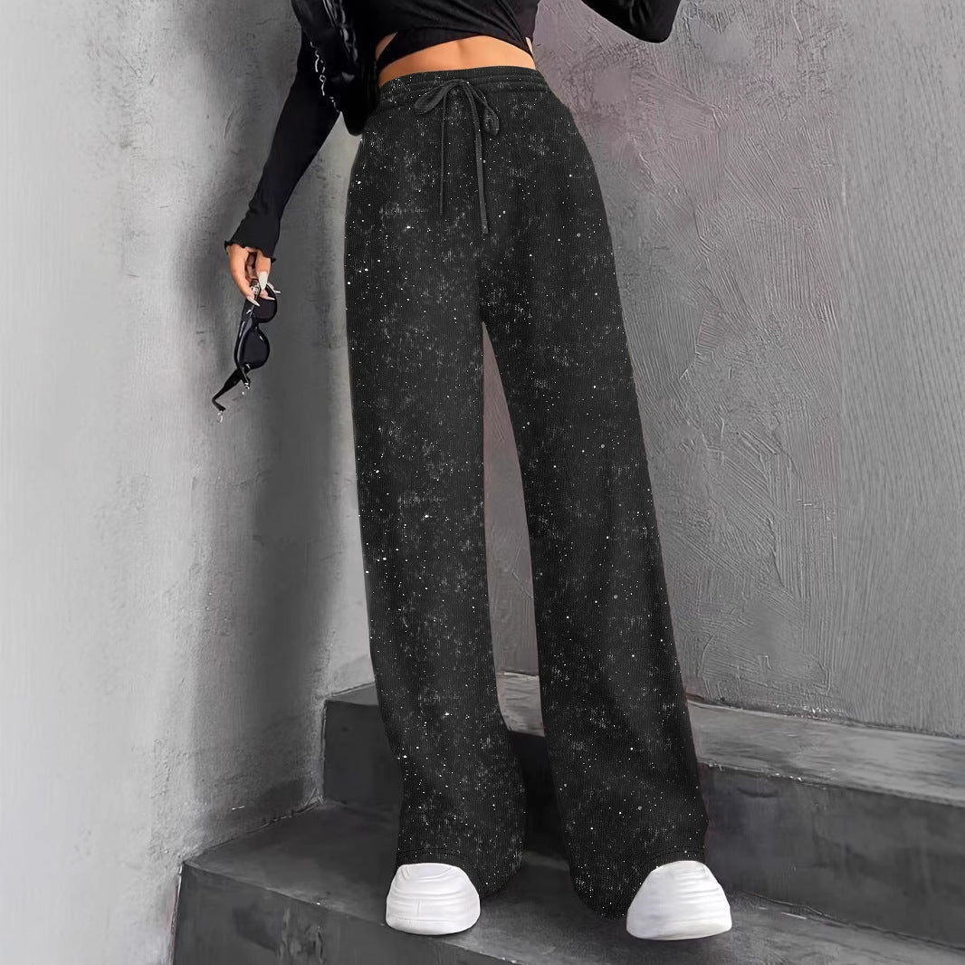 🔥Limited-time offer-Women's Sequin Sparkle Wide Leg Pants with Elastic Waistband