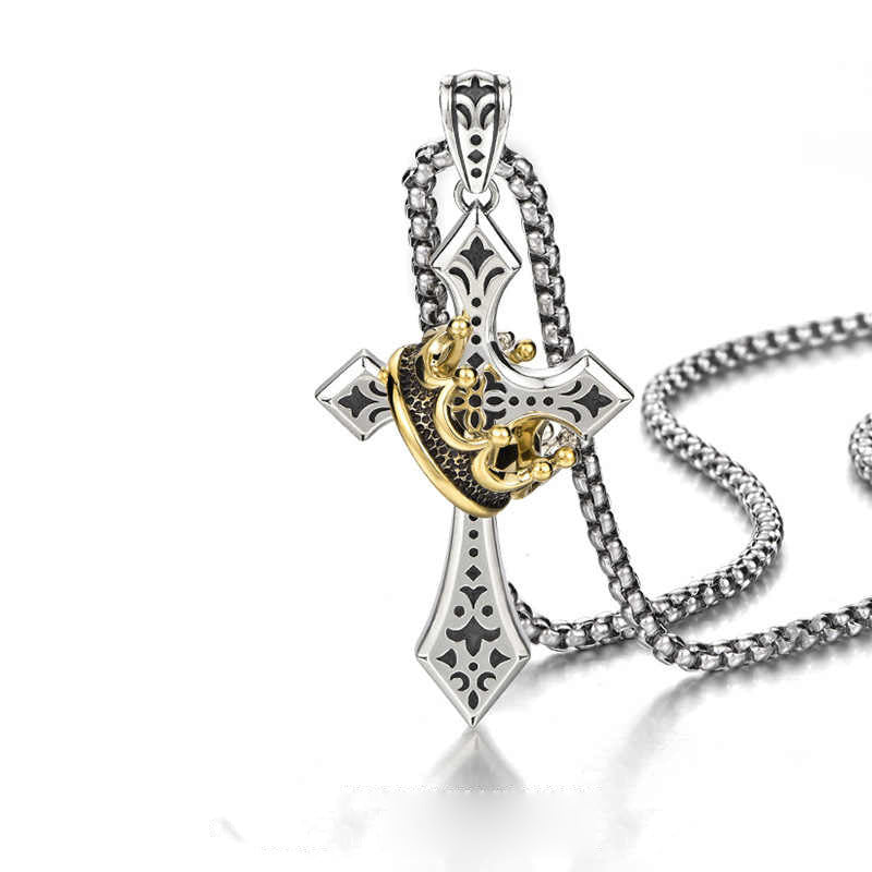✝️Vintage Crown Cross Necklace