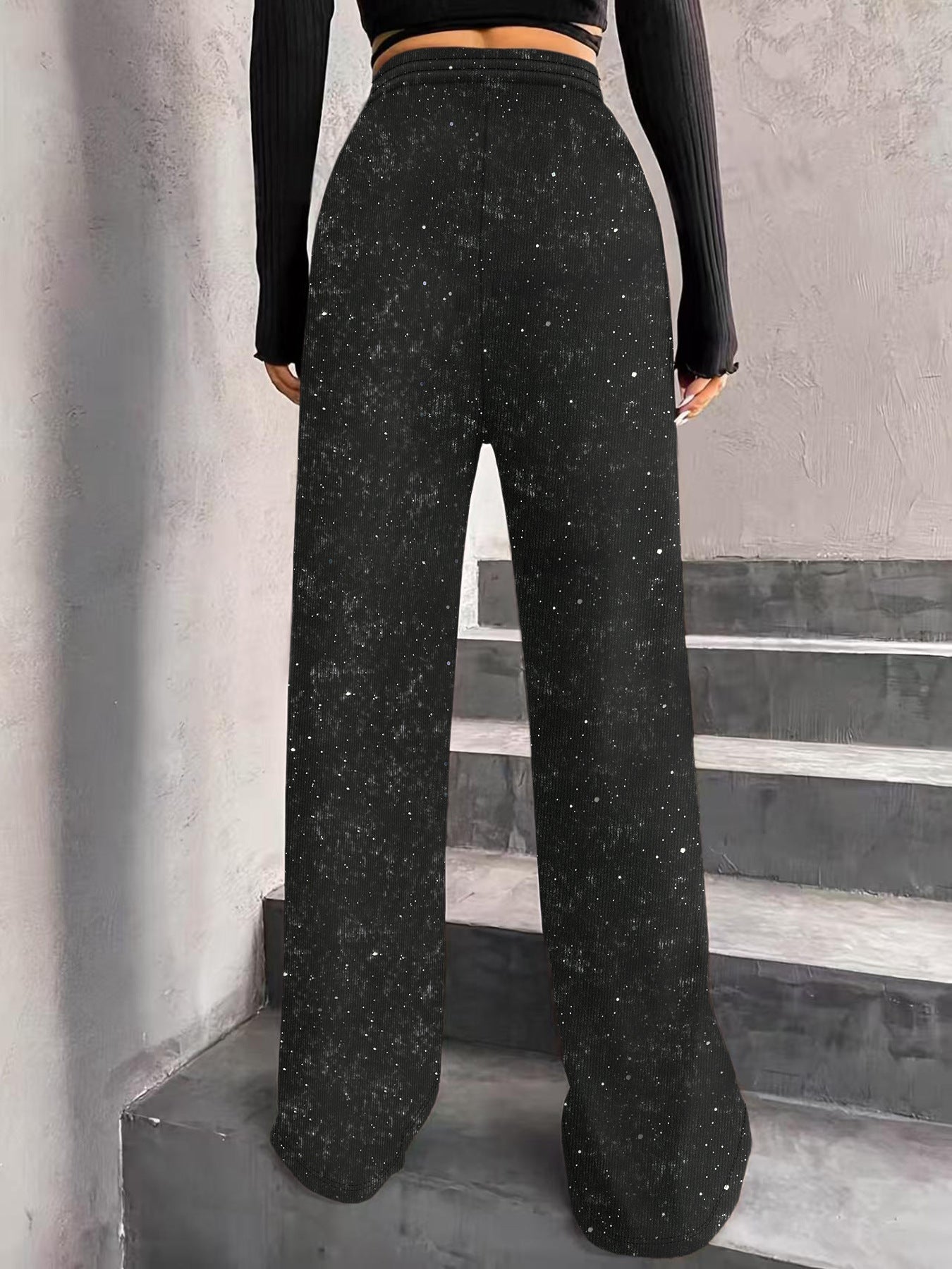 🔥Limited-time offer-Women's Sequin Sparkle Wide Leg Pants with Elastic Waistband