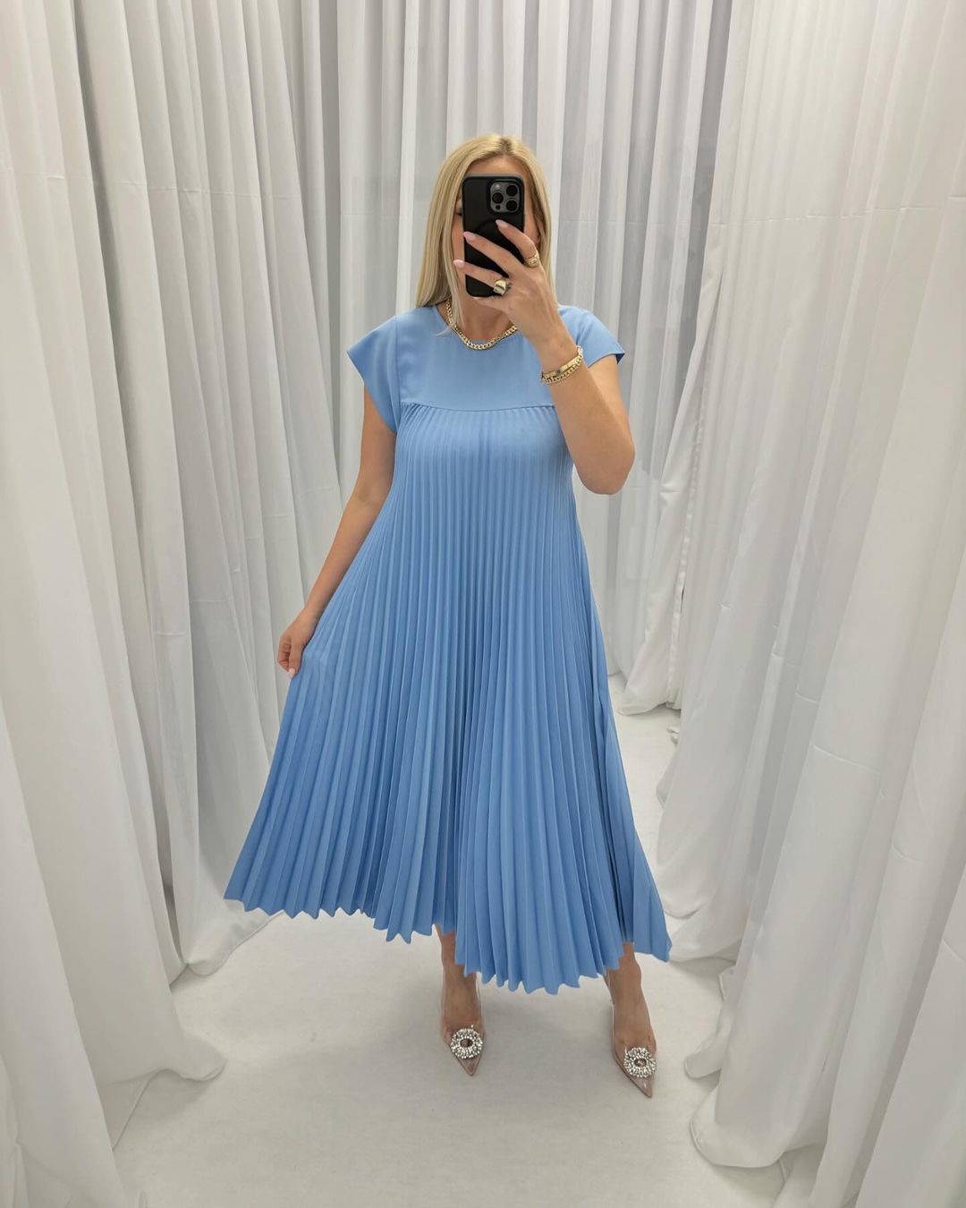 🌹Mother's Day Promotion 🎁Sleeveless Pleated Simple Solid Color Dress