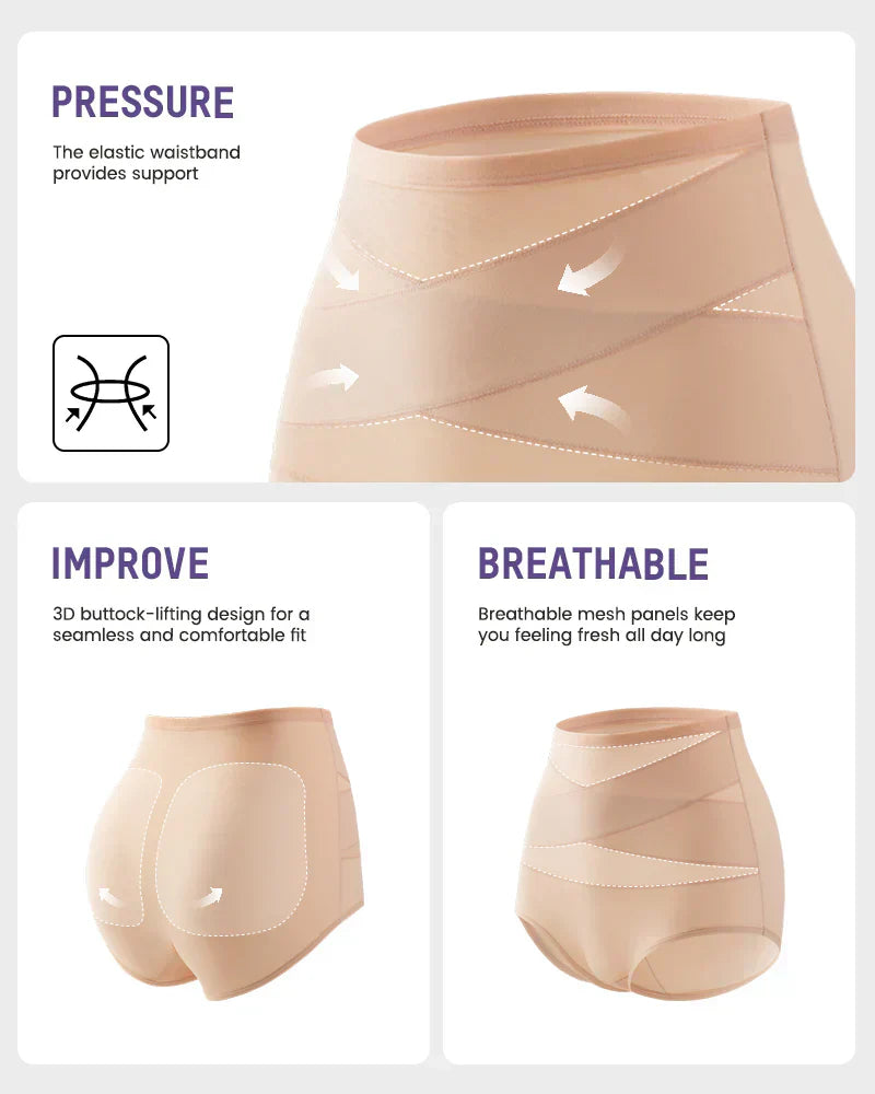 🌸  Special Price £6.49（each） ! 🔥Buy 1 Get 1 Free🎁Plus-Size High-Waist Cross Tummy Control Panties