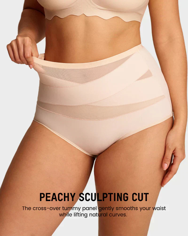 🌸  Special Price £6.49（each） ! 🔥Buy 1 Get 1 Free🎁Plus-Size High-Waist Cross Tummy Control Panties