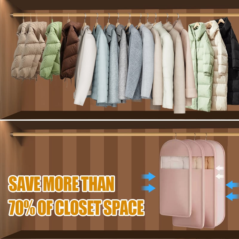 🔥2025 Space Saving Hanging Garment Bag with Self Compression Zipper