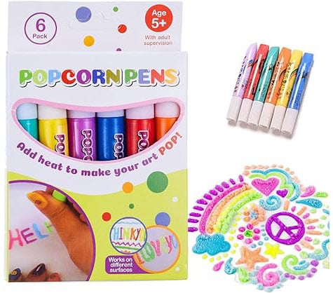 🖍️Magic Puffy Bubble Pens, Heat Activated Popcorn Pens DIY 3D Art Marker for Kids Crafts