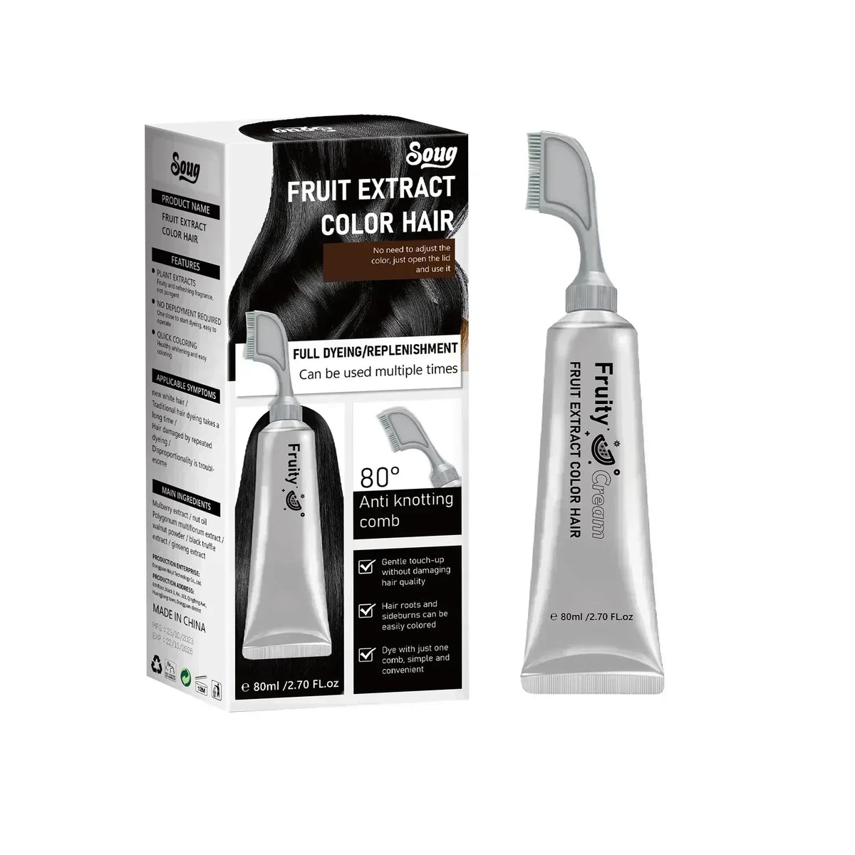 🎁Buy 1 Get 1 Free|Fruit Essence Hair Dyeing Comb – Cream & Comb in One, No-Mix Plant Formula