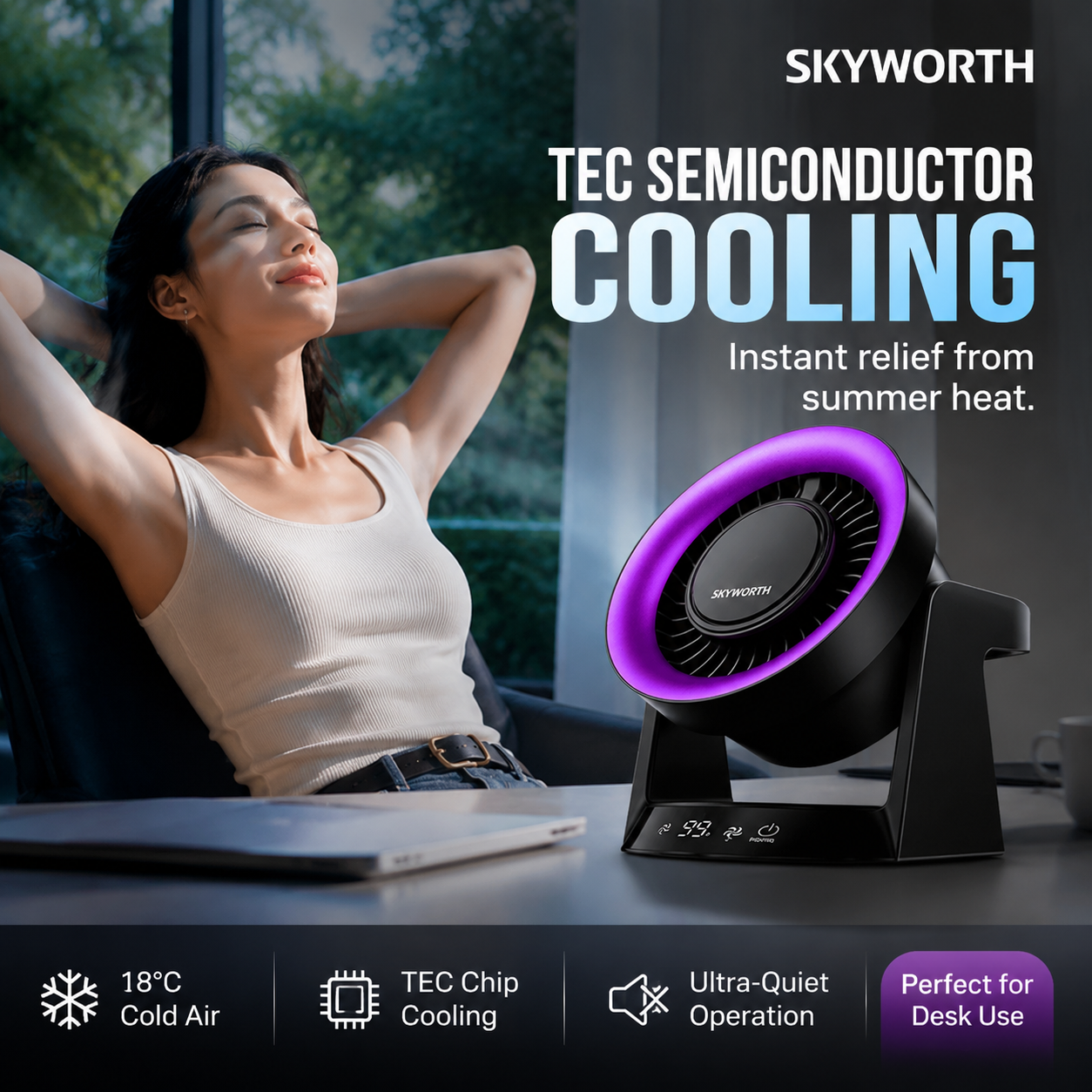 📢📢50% OFF !! ❄️ HIGH-SPEED DESKTOP FAN WITH TEC COOLING — Instant Thermoelectric Chill | Adjustable Speeds | Portable Design 🌬️