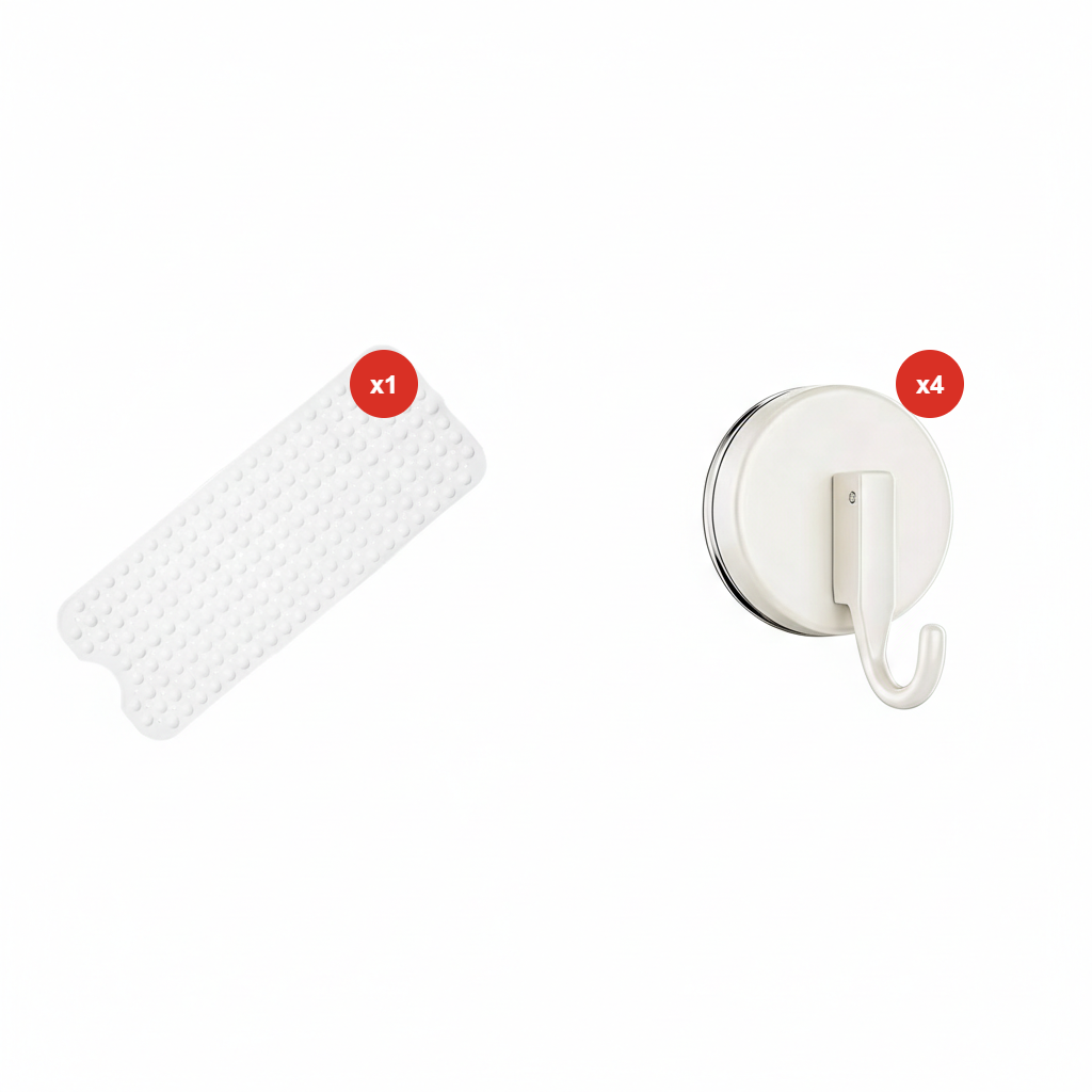 ZENO Bath Mat 100x40cm | Non-Slip Anti-Mould | 200 Suction Cups with Drain Holes | Large Rubber | Machine Washable & Durable