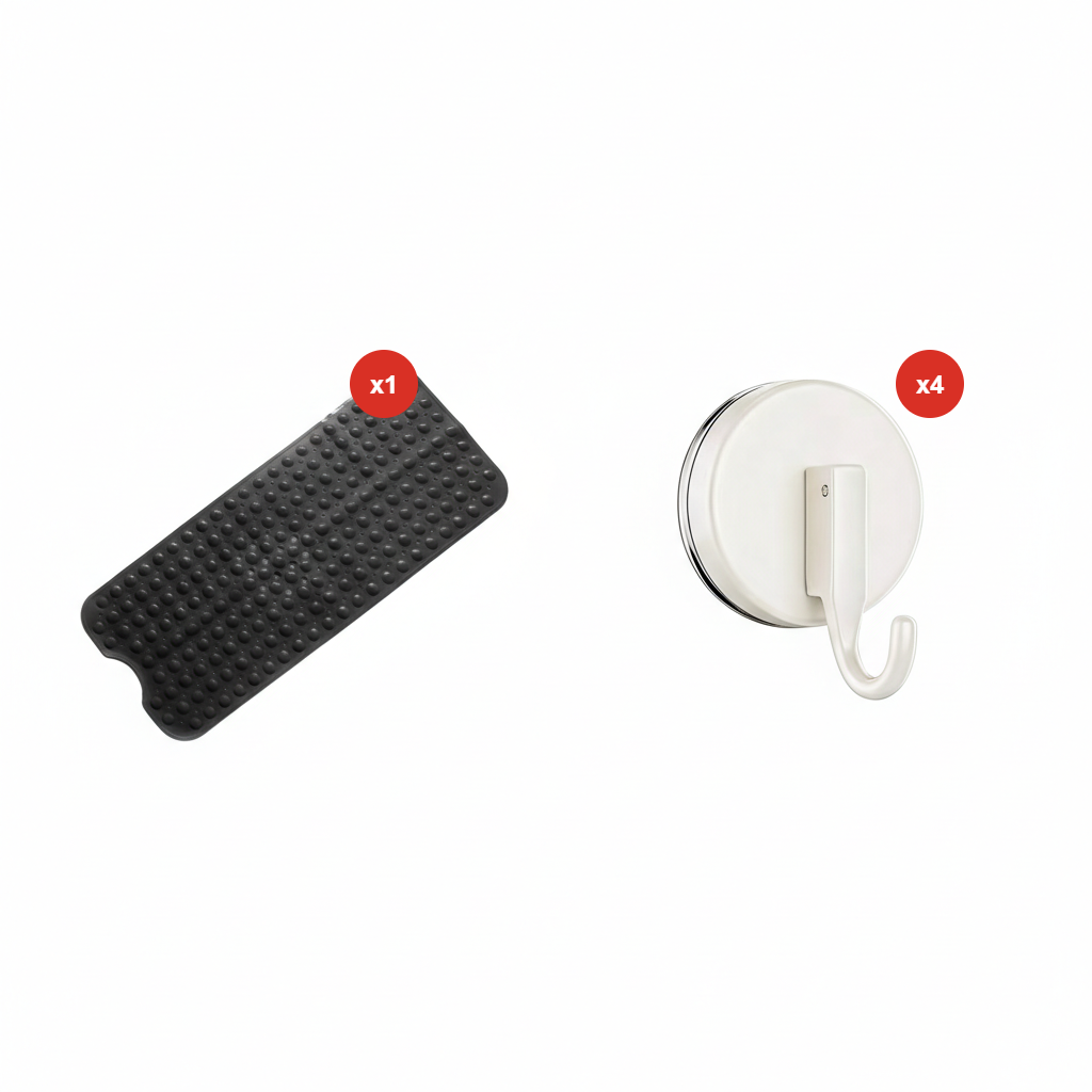 ZENO Bath Mat 100x40cm | Non-Slip Anti-Mould | 200 Suction Cups with Drain Holes | Large Rubber | Machine Washable & Durable