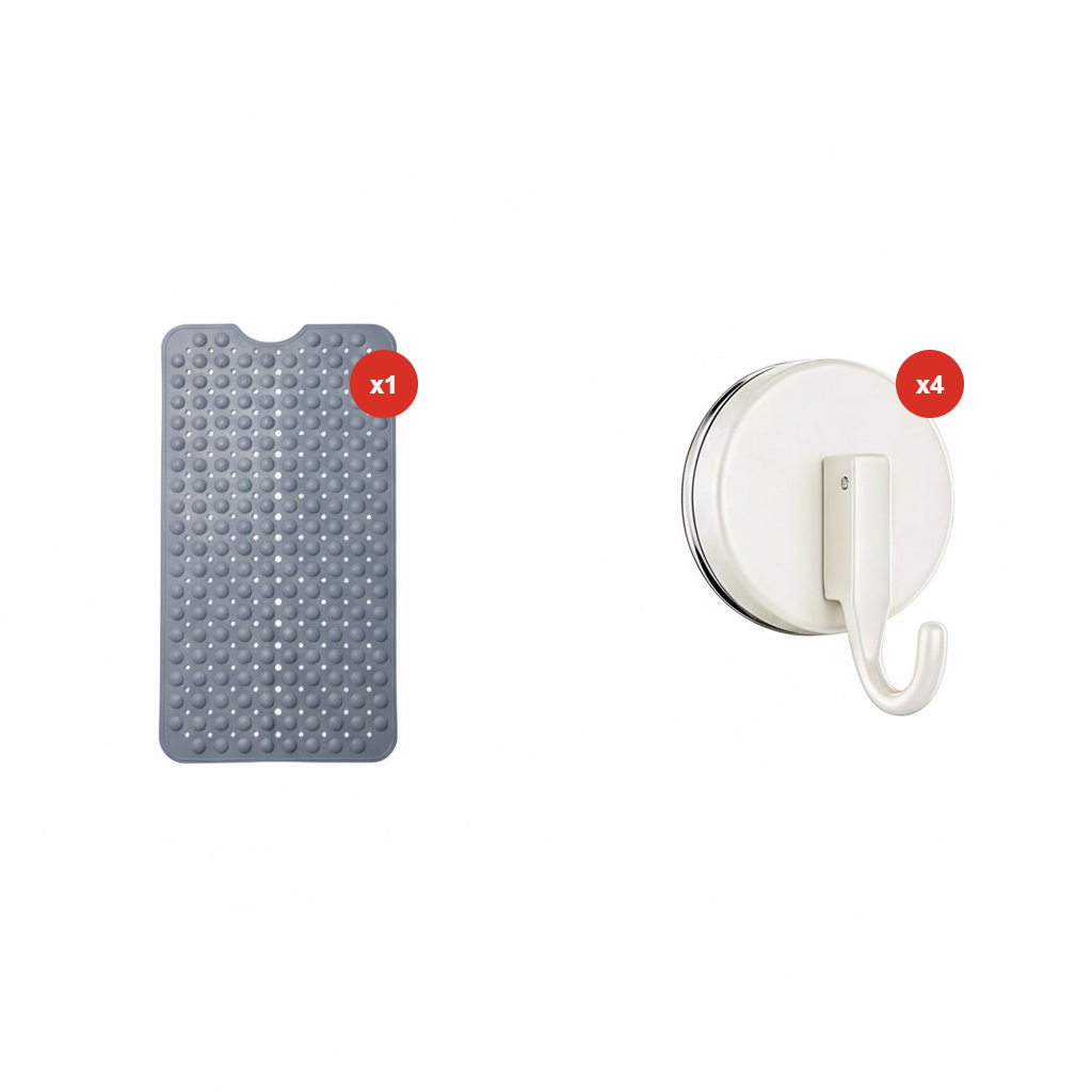 ZENO Bath Mat 100x40cm | Non-Slip Anti-Mould | 200 Suction Cups with Drain Holes | Large Rubber | Machine Washable & Durable