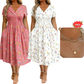 Women's V-Neck Floral Print Dress with Twist Waist