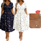 Women's V-Neck Floral Print Dress with Twist Waist