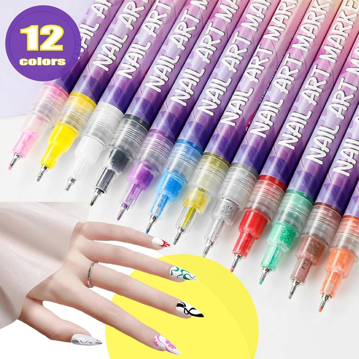 🥳Last Day-50% Off🎨💅12 Colors Nail Art Pens Set
