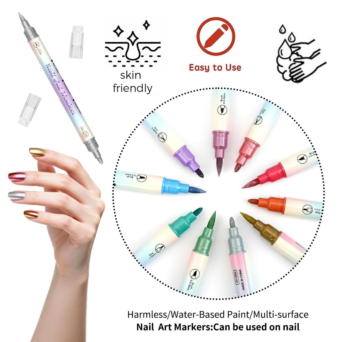 🔥Last Day 49% OFF💅✨Dual-Tip Nail Art Marker Pen Set– for Tire Painting,  & Manicure🎨For Adults, Kids and Pets.