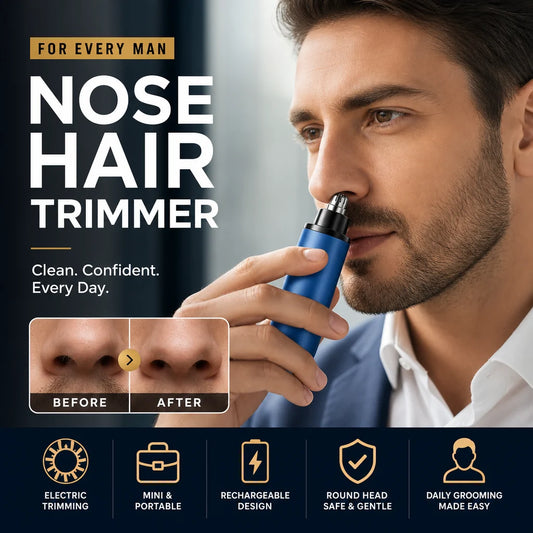 🎁 HOT SALE 50% OFF 💕 Rechargeable Portable Nose Hair Trimmer – Painless Precision, Built-In LED Light & USB-C Fast Charging – A Grooming Essential for Men ✨