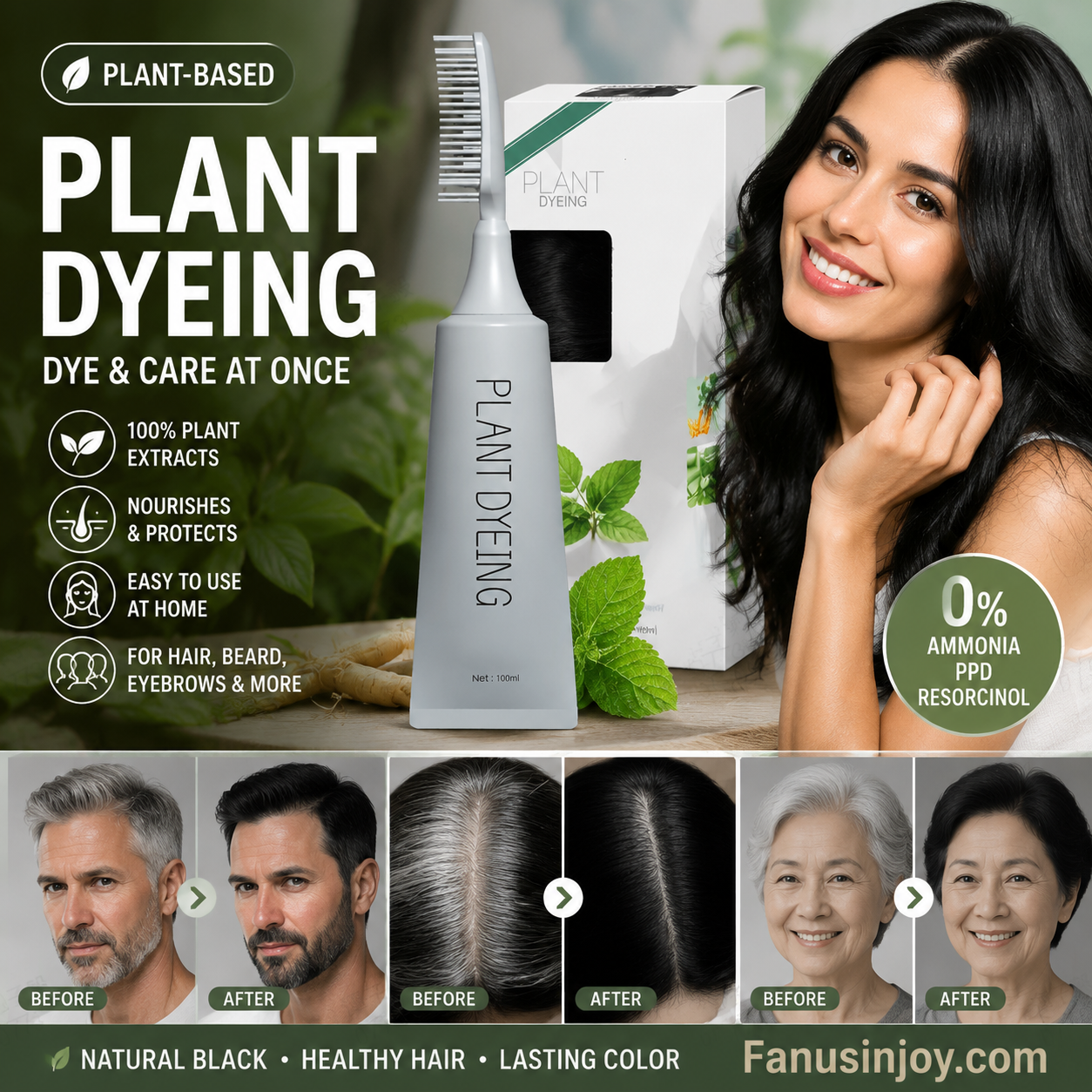 🔥Buy 3 get 2 free🔥The black and lustrous hair is so beautiful-Plant-Based Comb Hair Dye