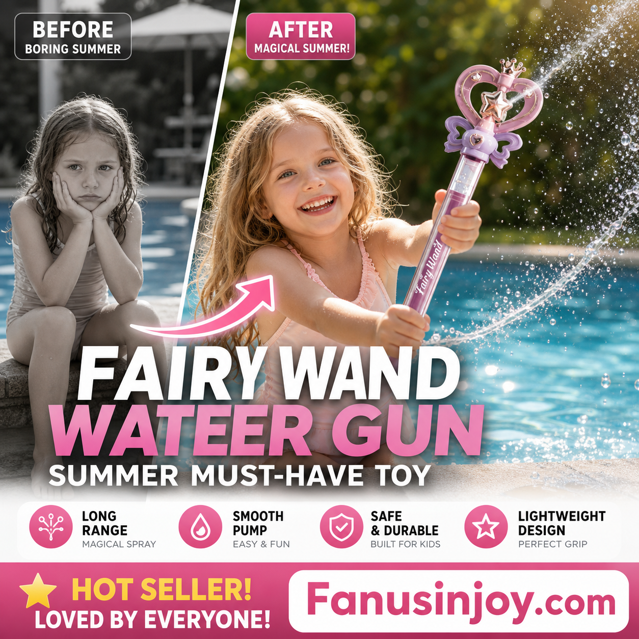 ✨️Limited time 52% off! 🔮Summer essential! You are the water fairy! Kids' Pump-Action Fairy Wand Water Gun