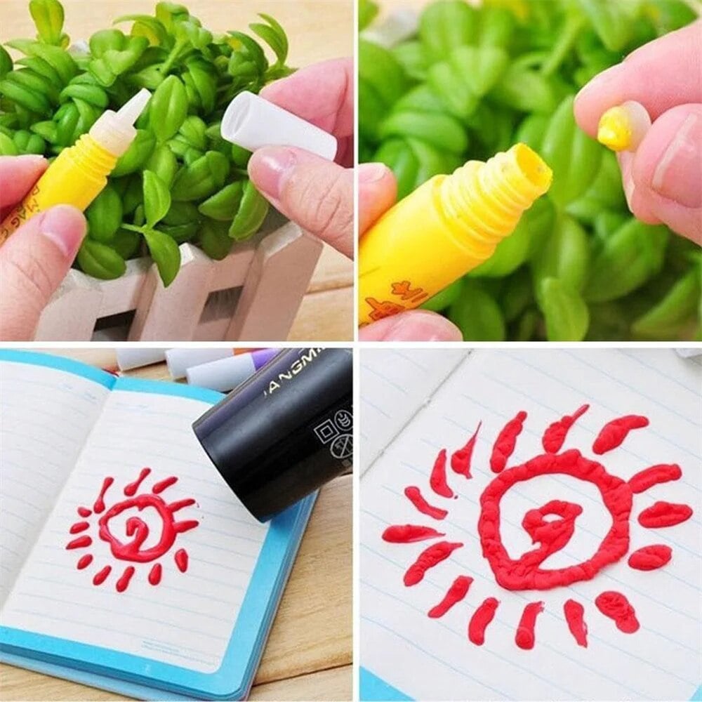 🖍️Magic Puffy Bubble Pens, Heat Activated Popcorn Pens DIY 3D Art Marker for Kids Crafts