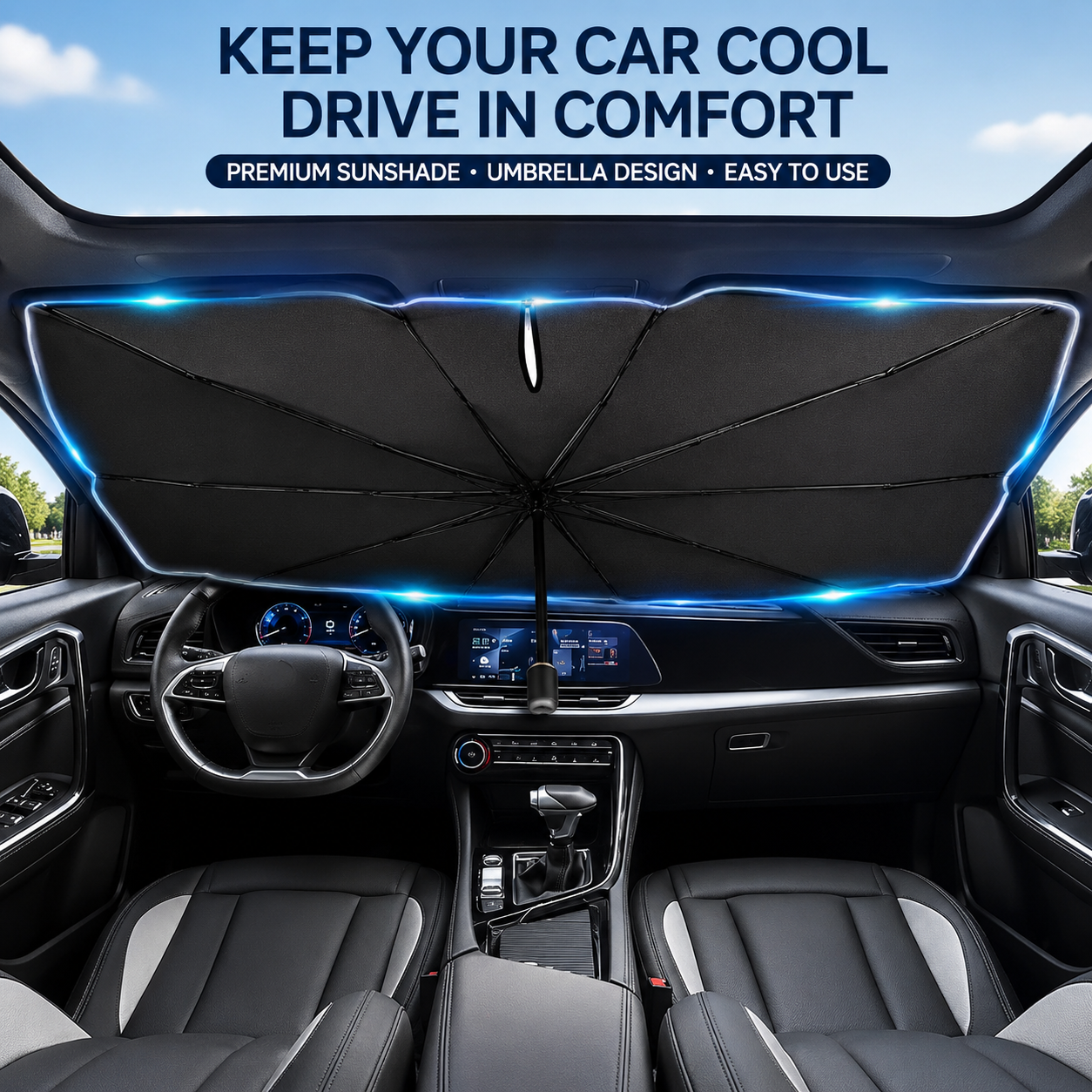 ☀️ 50% OFF NOW!🚗 Foldable Car Window Sunshade – Blocks UV rays and heat – Protects the dashboard and interior 🛡️